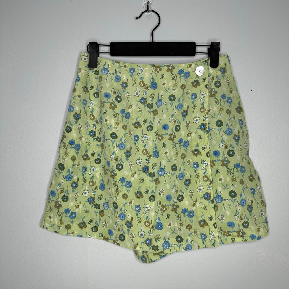A. Bryer California‎ Women's Vintage 90's Y2K Green Floral Wrap Skort size 7